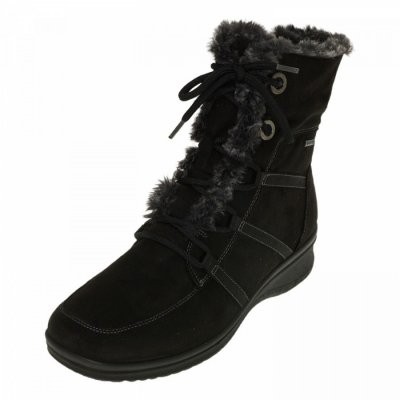 Ara Damen München Schnürstiefel In 0 Schwarz,Graphit