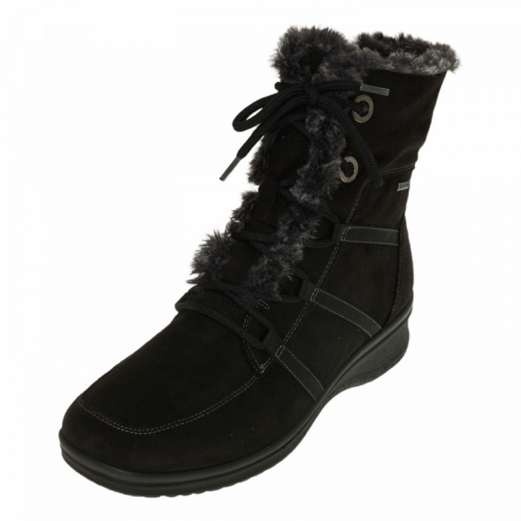 Ara Damen München Schnürstiefel In 0 Schwarz,Graphit
